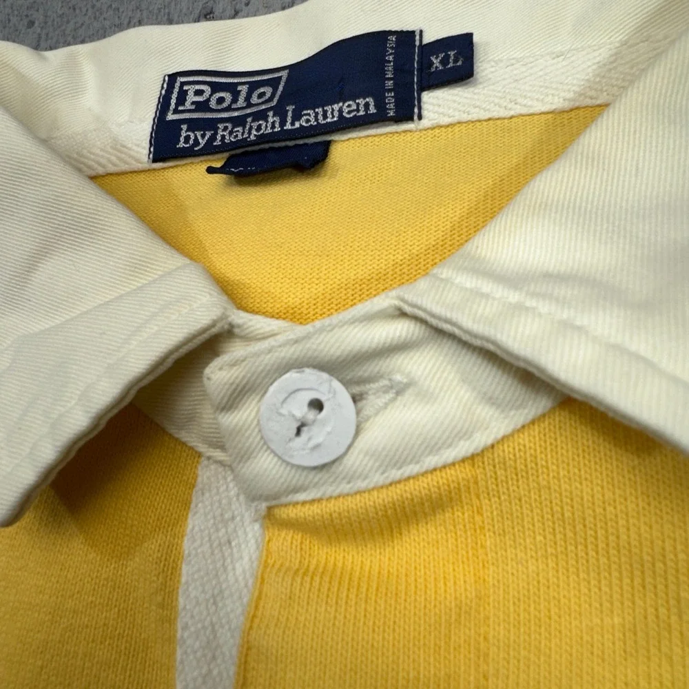 Polo Ralph Lauren Rugby Shirt Mens XL Yellow Long Sleeve Iconic Pony Logo Preppy